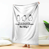 But Why Penguin Throw Blanket Trendy Nihilist Sad Penguin Mountains Meme