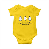 But Why Penguin Baby Onesie Trendy Nihilist Sad Penguin Mountains Meme