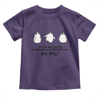 But Why Penguin Toddler T Shirt Trendy Nihilist Sad Penguin Mountains Meme