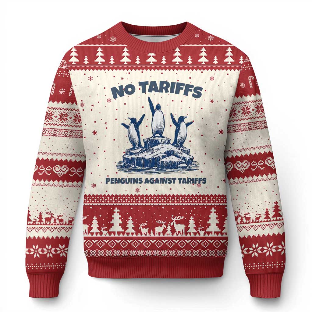 Penguins Against Tariffs Ugly Christmas Sweater Resist Protest FDT Political