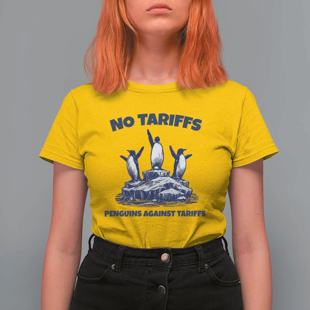 Penguins Against Tariffs T Shirt For Women Resist Protest FDT Political