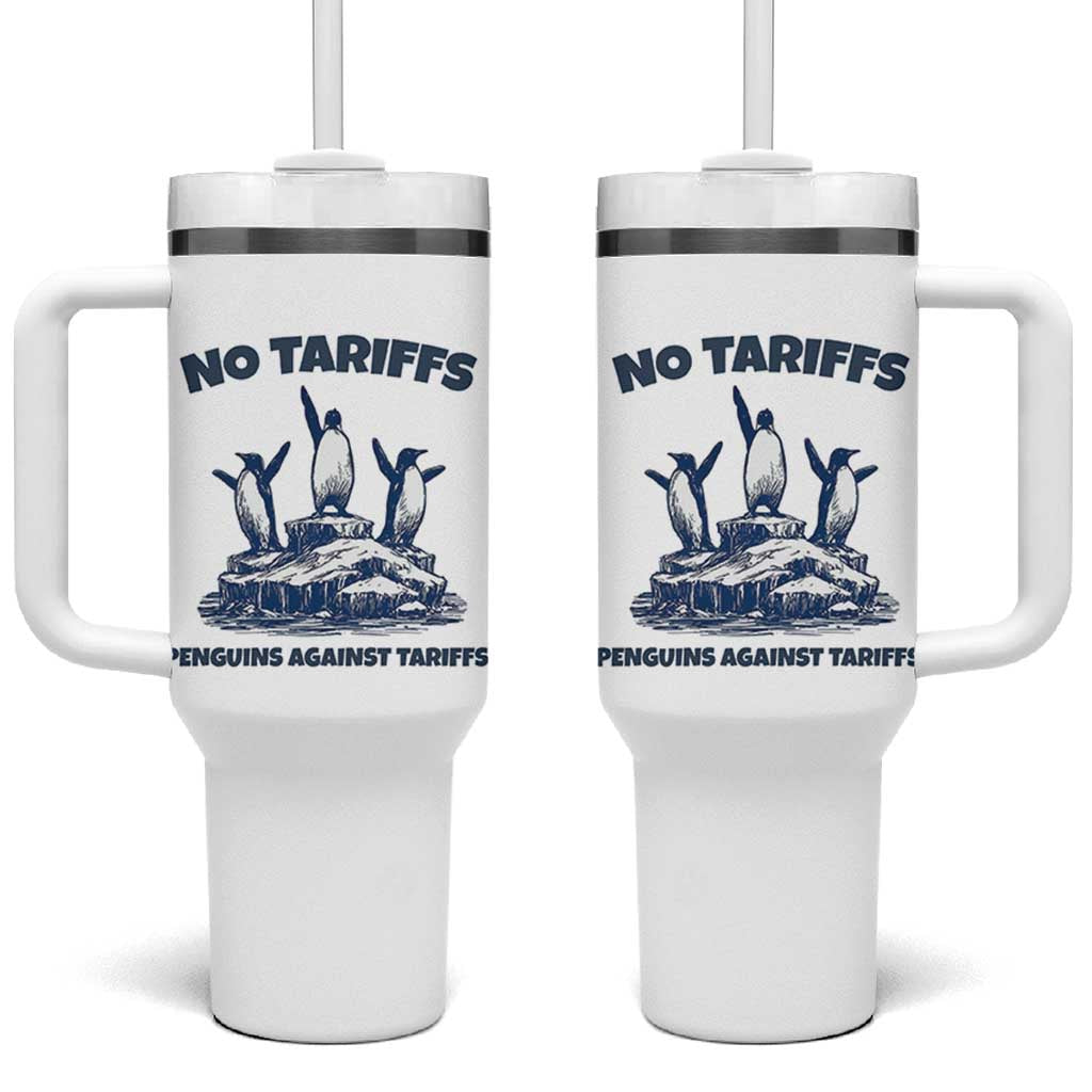 Penguins Against Tariffs Tumbler With Handle Resist Protest FDT Political