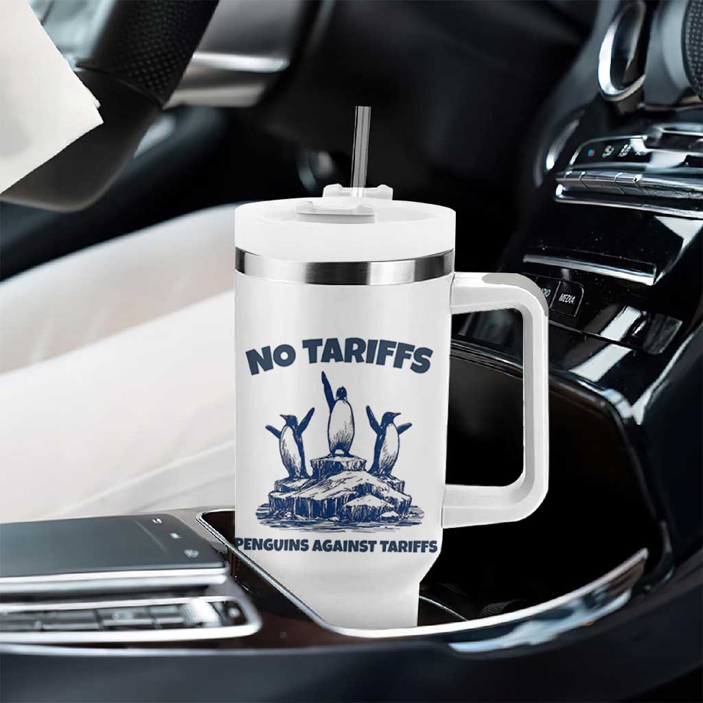 Penguins Against Tariffs Tumbler With Handle Resist Protest FDT Political