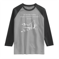 But Why Penguin Raglan Shirt Funny Nihilist Penguin Hiking Meme Head Towards The Mountains