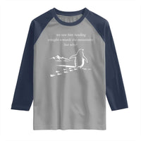 But Why Penguin Raglan Shirt Funny Nihilist Penguin Hiking Meme Head Towards The Mountains