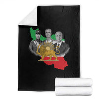 Pahlavi Dynasty Throw Blanket Three Generations Iran Lion and Sun Portrait