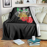 Pahlavi Dynasty Throw Blanket Three Generations Iran Lion and Sun Portrait
