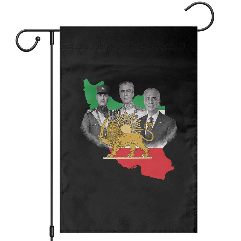 Pahlavi Dynasty Garden Flag Three Generations Iran Lion and Sun Portrait