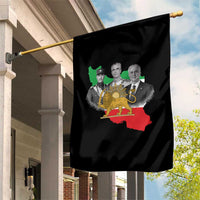 Pahlavi Dynasty Garden Flag Three Generations Iran Lion and Sun Portrait