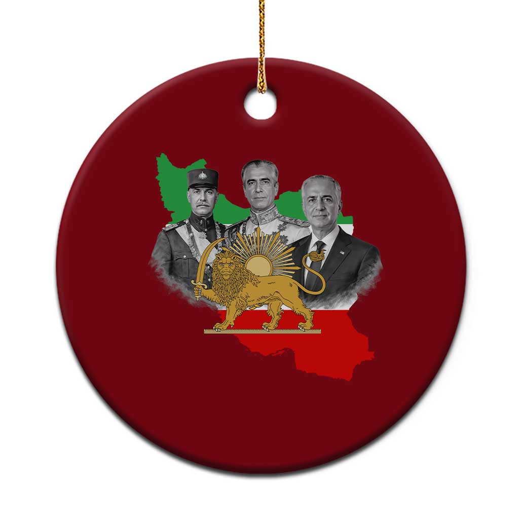 Pahlavi Dynasty Ceramic Ornament Three Generations Iran Lion and Sun Portrait