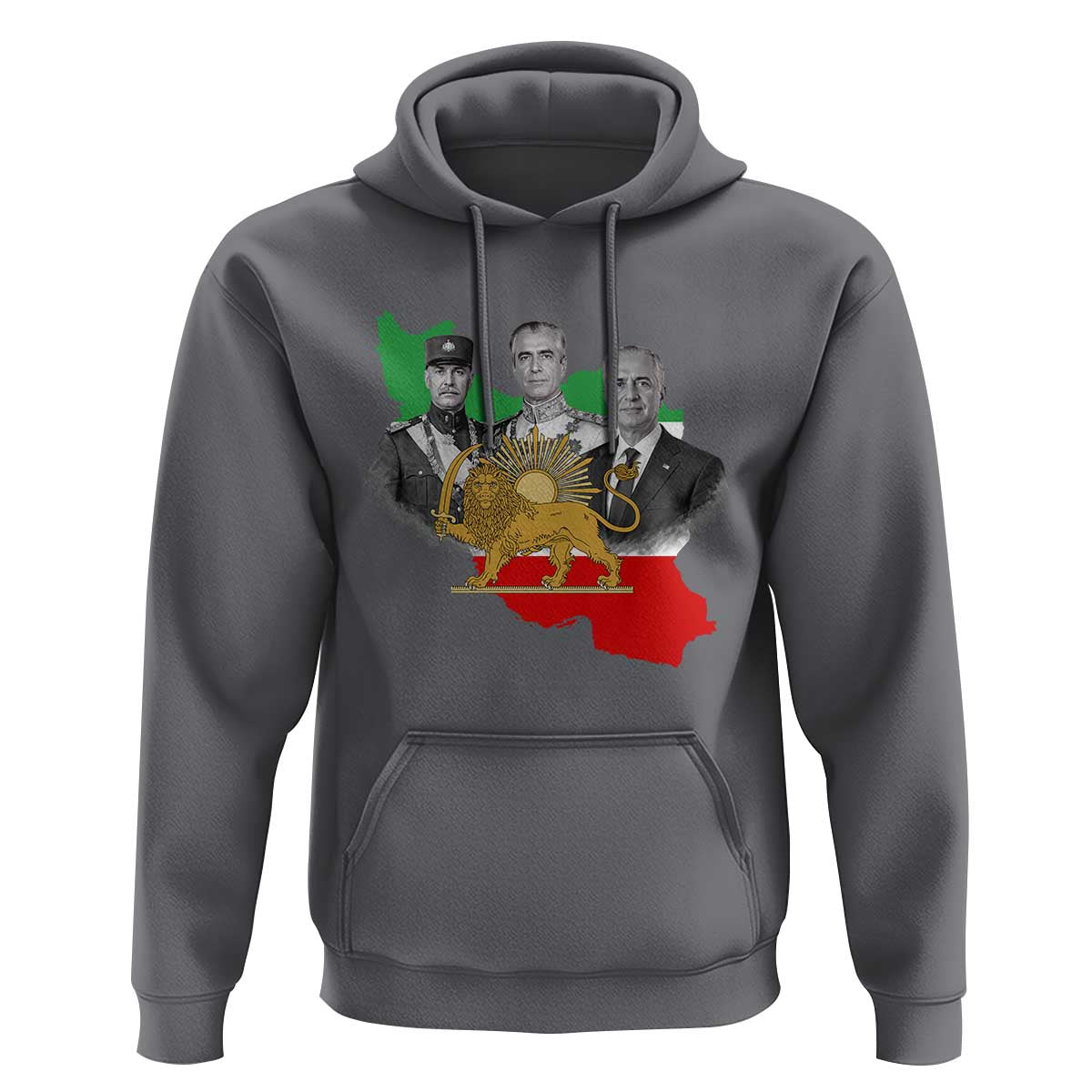 Pahlavi Dynasty Hoodie Three Generations Iran Lion and Sun Portrait