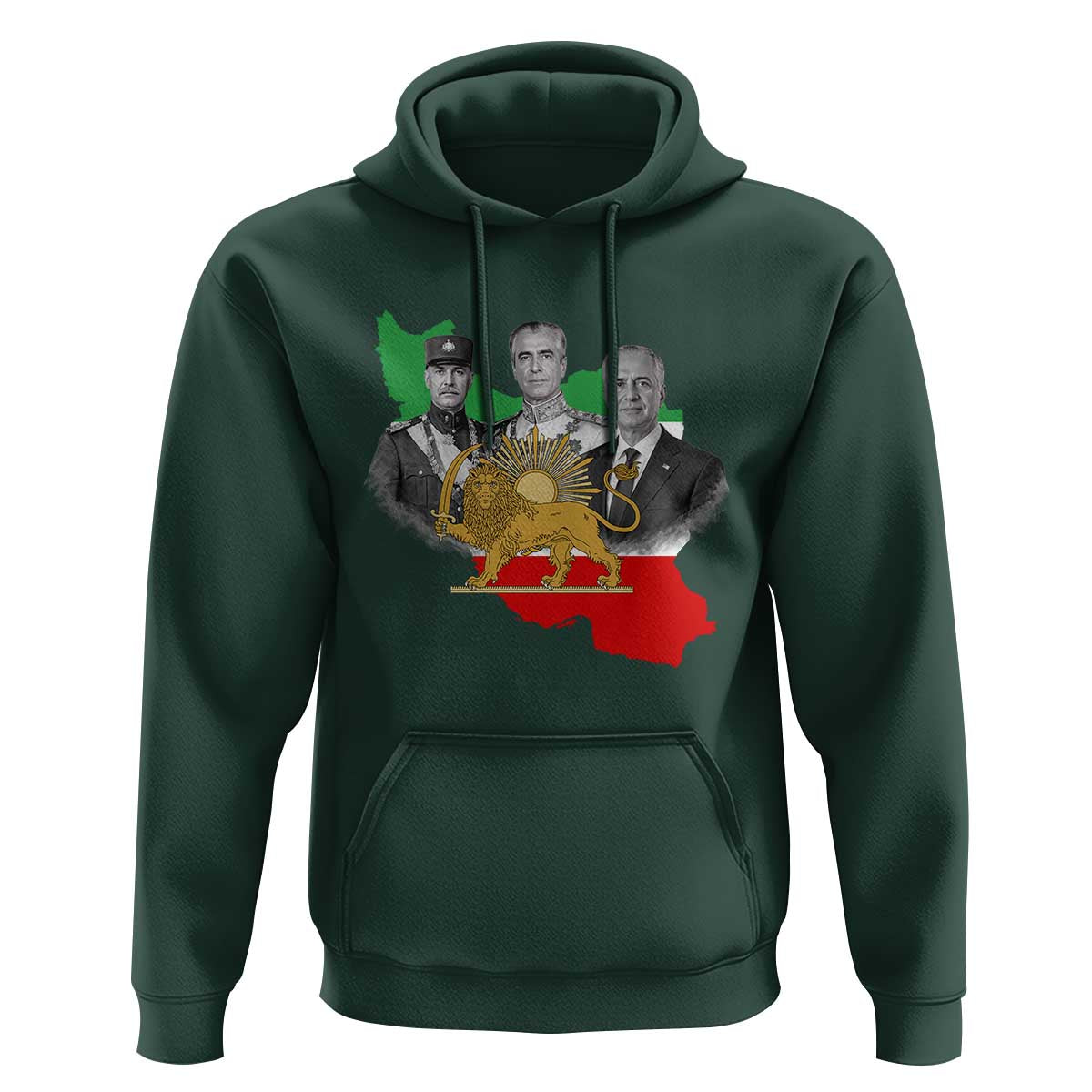 Pahlavi Dynasty Hoodie Three Generations Iran Lion and Sun Portrait