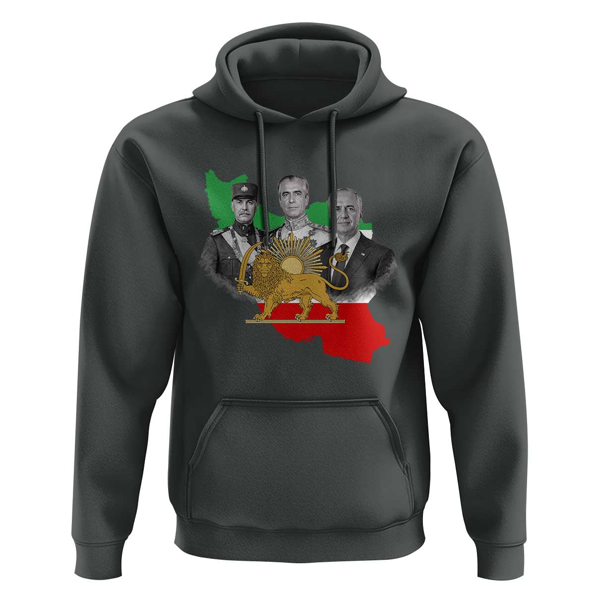 Pahlavi Dynasty Hoodie Three Generations Iran Lion and Sun Portrait
