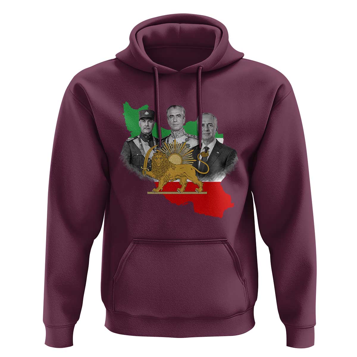 Pahlavi Dynasty Hoodie Three Generations Iran Lion and Sun Portrait