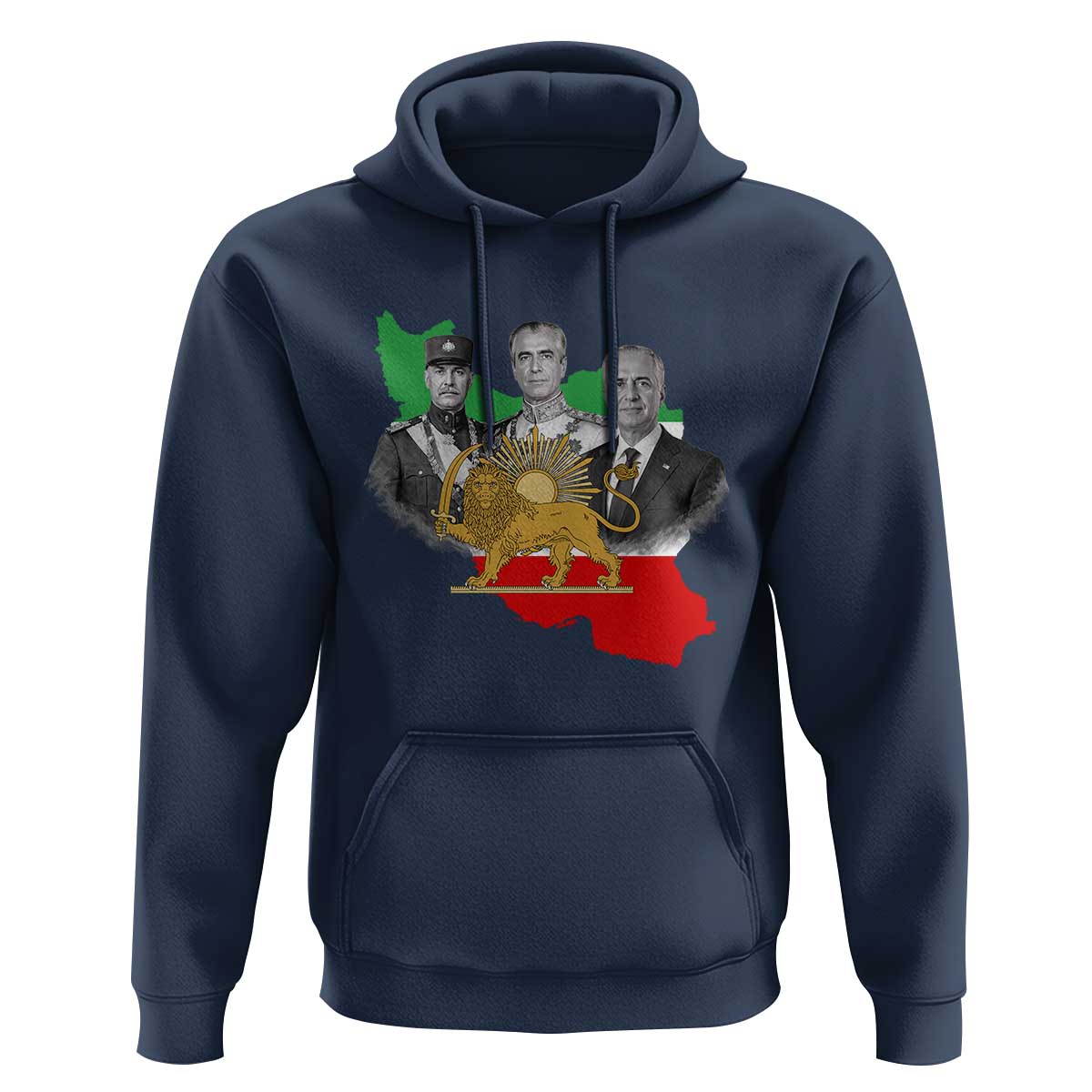 Pahlavi Dynasty Hoodie Three Generations Iran Lion and Sun Portrait