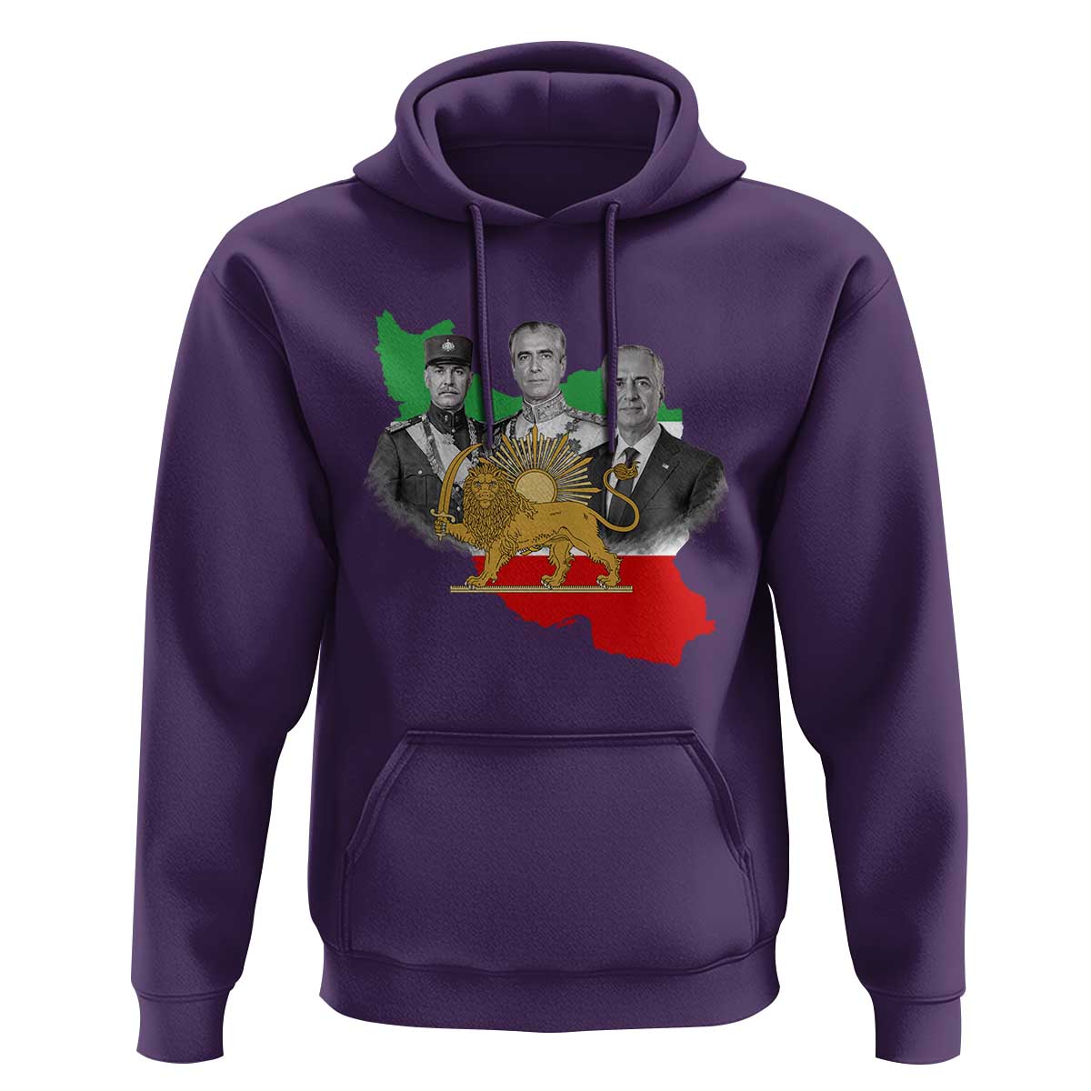 Pahlavi Dynasty Hoodie Three Generations Iran Lion and Sun Portrait