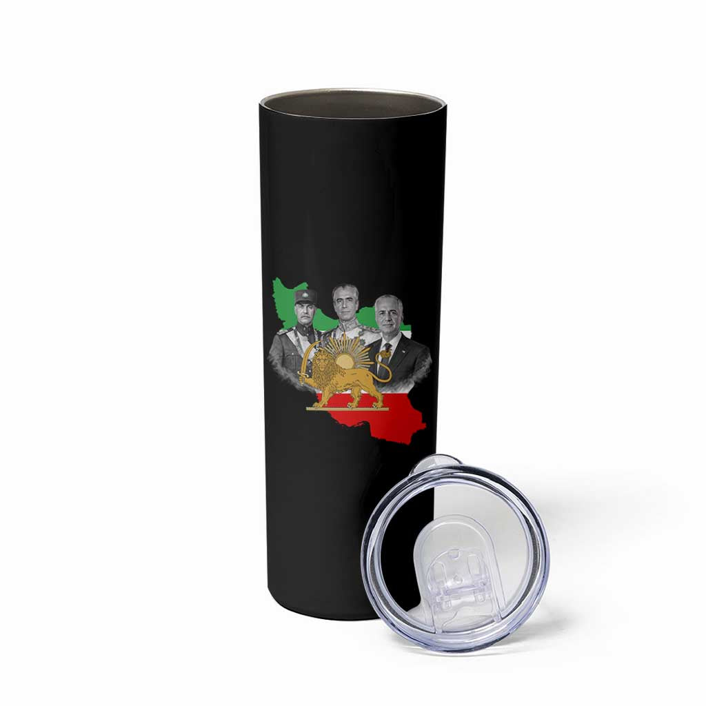 Pahlavi Dynasty Skinny Tumbler Three Generations Iran Lion and Sun Portrait