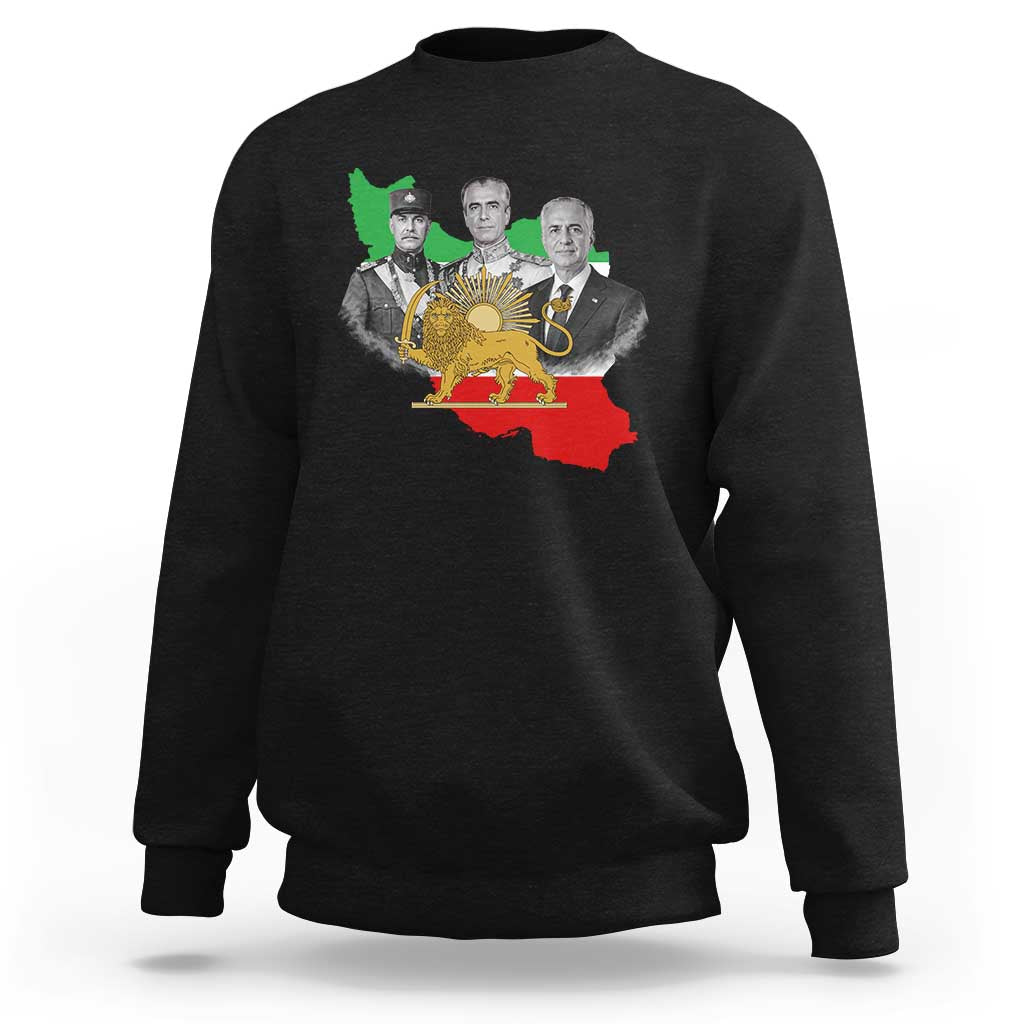 Pahlavi Dynasty Sweatshirt Three Generations Iran Lion and Sun Portrait