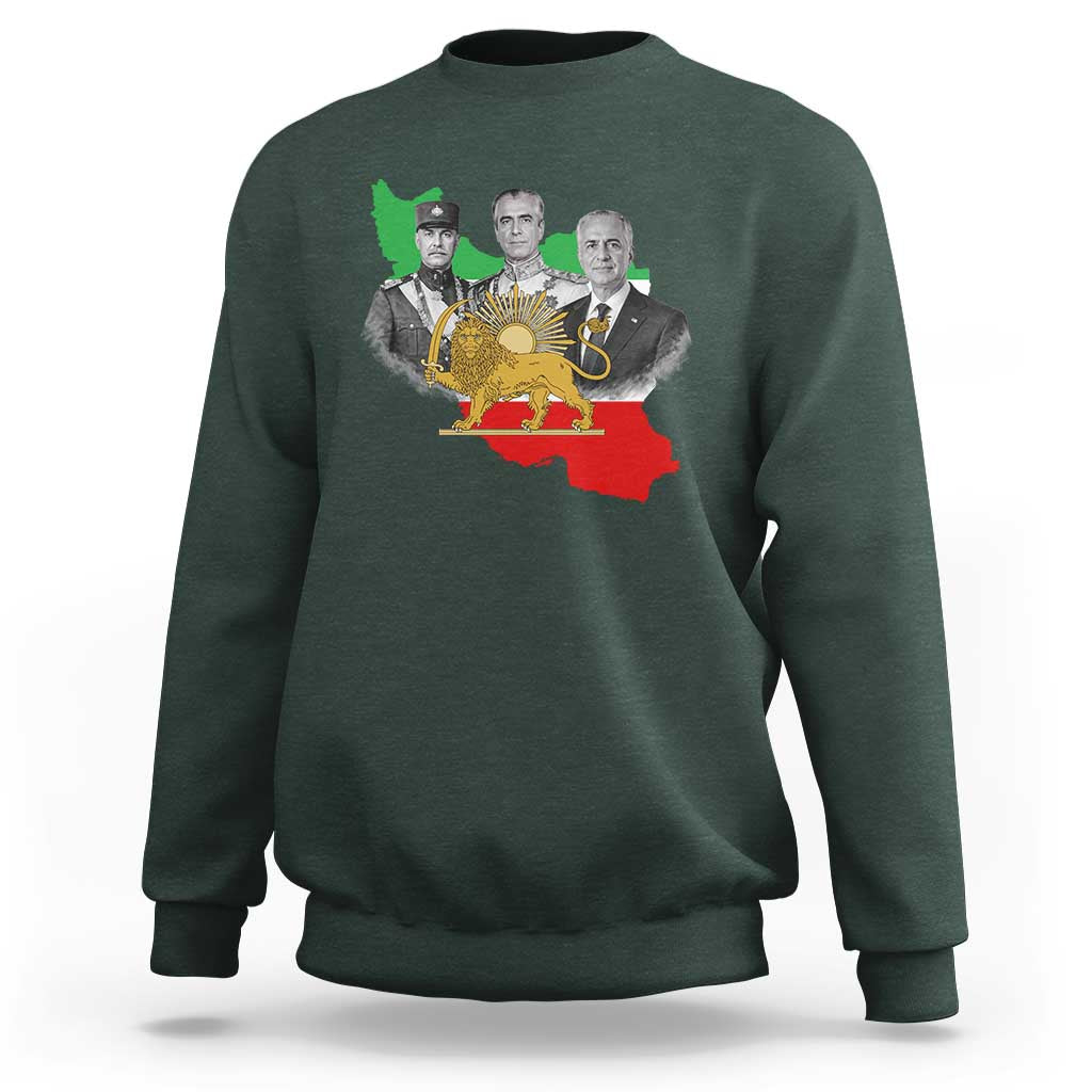 Pahlavi Dynasty Sweatshirt Three Generations Iran Lion and Sun Portrait