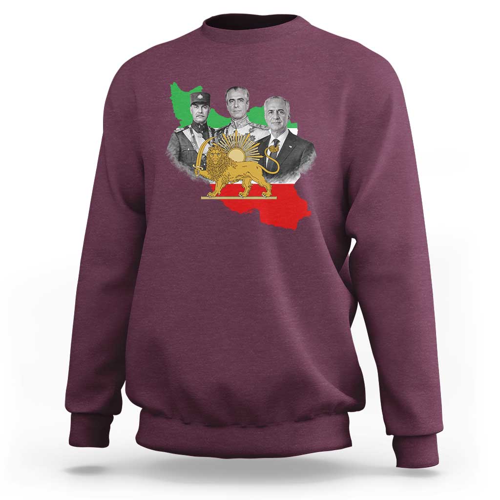 Pahlavi Dynasty Sweatshirt Three Generations Iran Lion and Sun Portrait