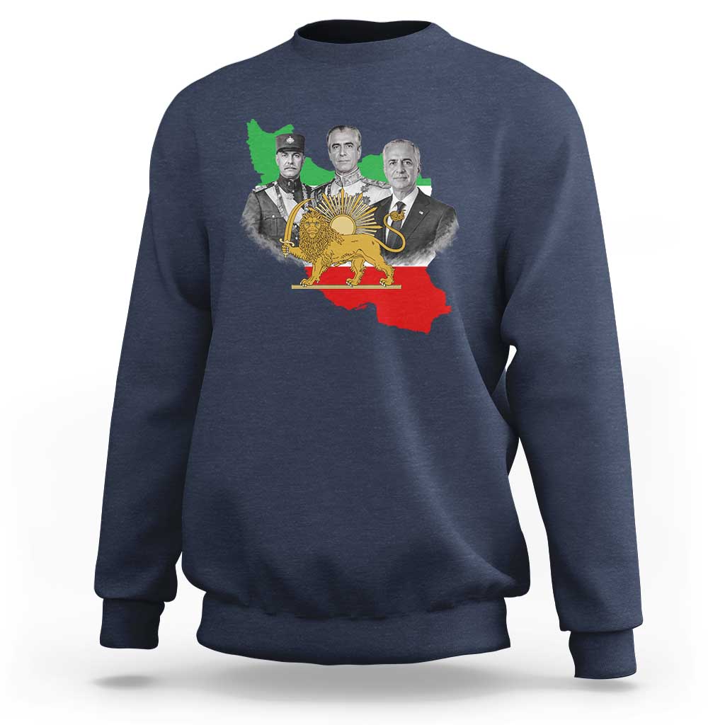 Pahlavi Dynasty Sweatshirt Three Generations Iran Lion and Sun Portrait