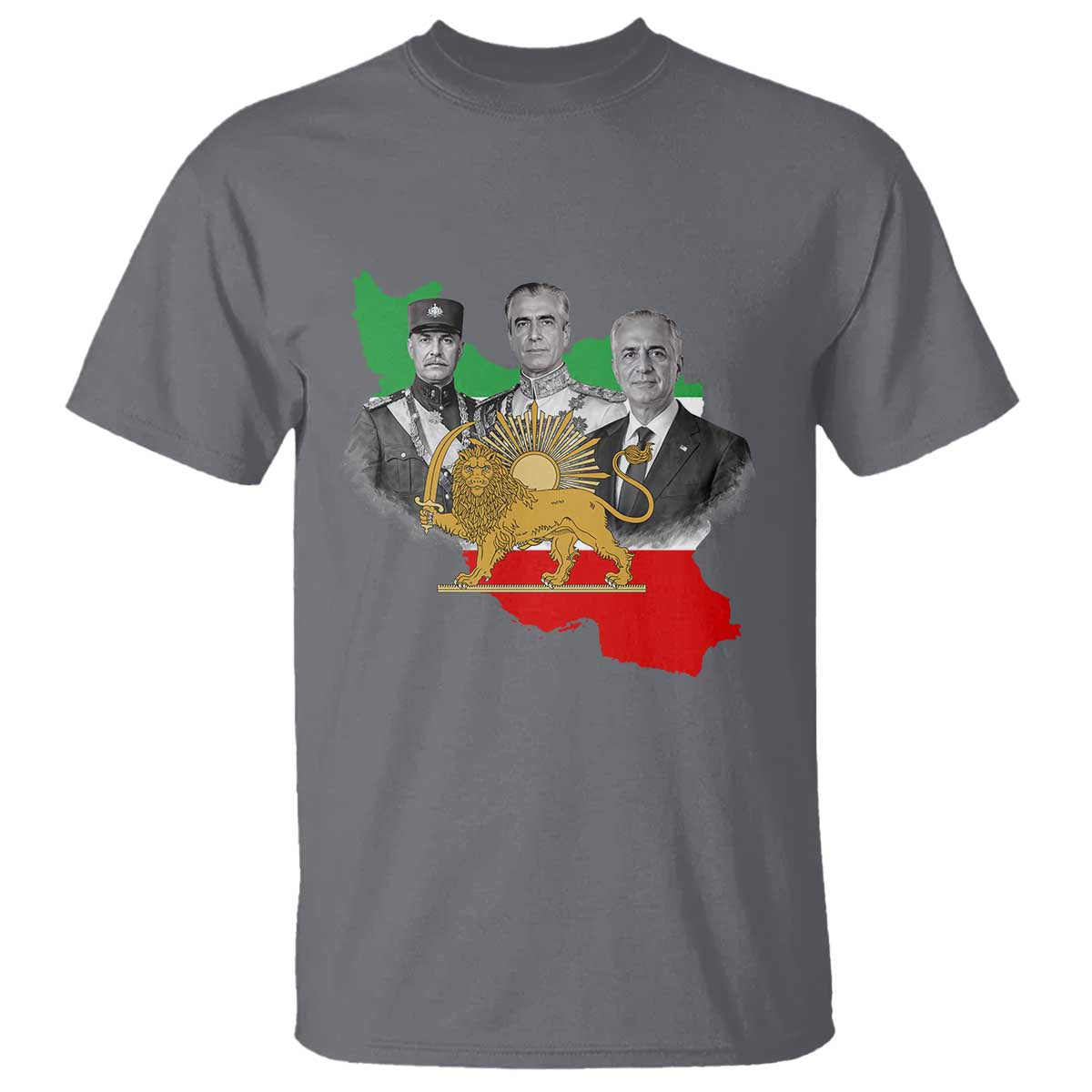 Pahlavi Dynasty T Shirt Three Generations Iran Lion and Sun Portrait