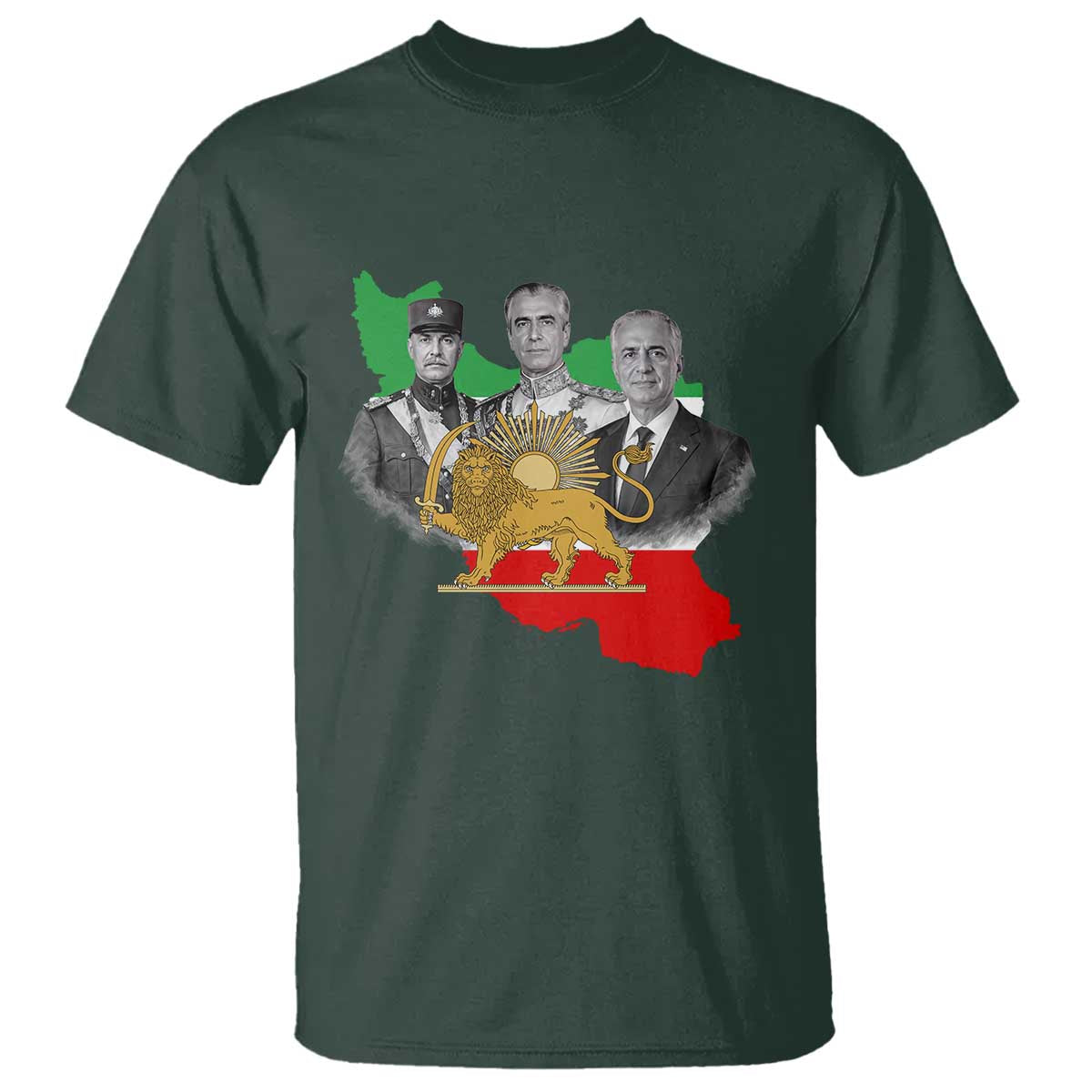 Pahlavi Dynasty T Shirt Three Generations Iran Lion and Sun Portrait