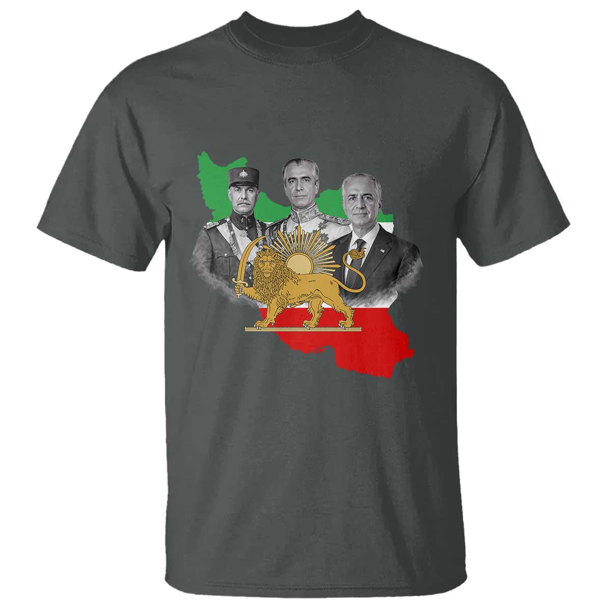 Pahlavi Dynasty T Shirt Three Generations Iran Lion and Sun Portrait