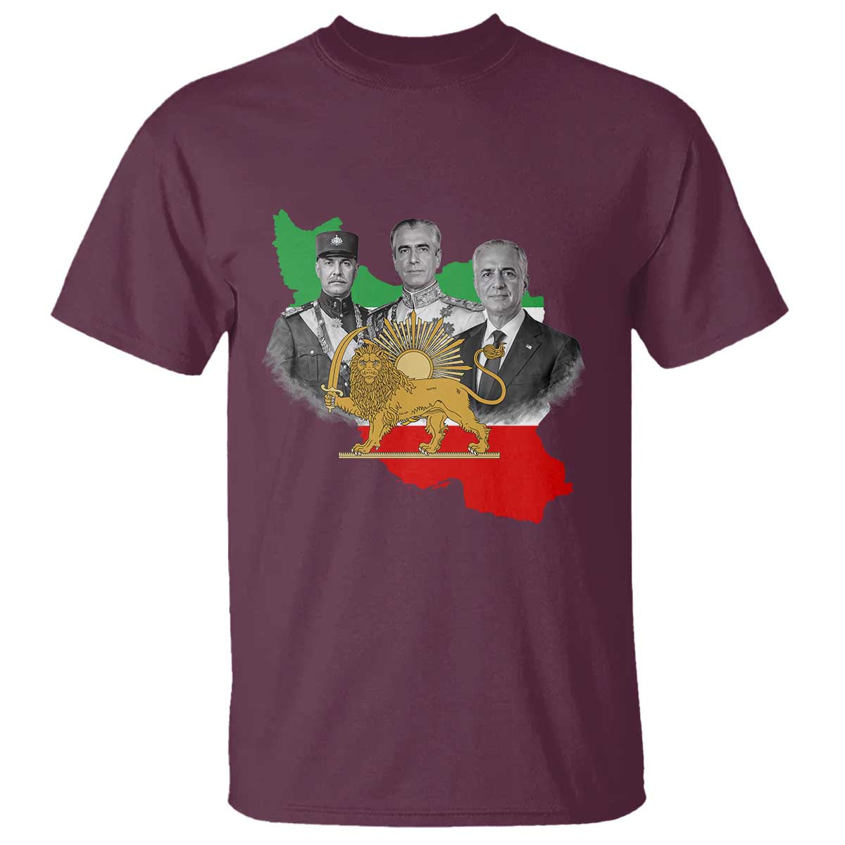 Pahlavi Dynasty T Shirt Three Generations Iran Lion and Sun Portrait