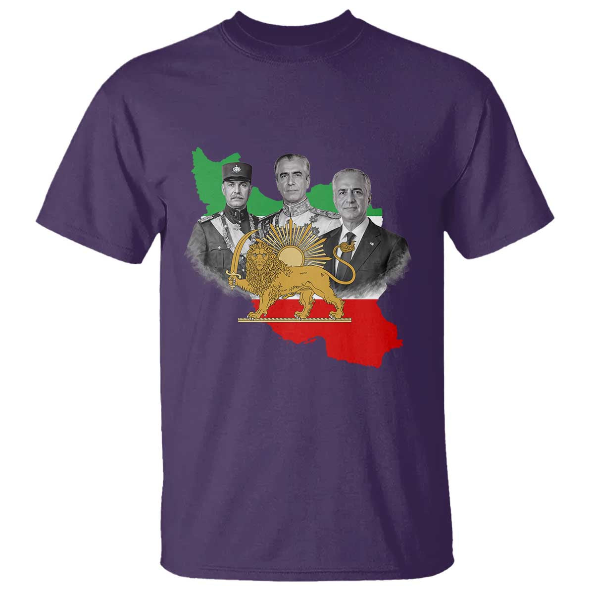 Pahlavi Dynasty T Shirt Three Generations Iran Lion and Sun Portrait