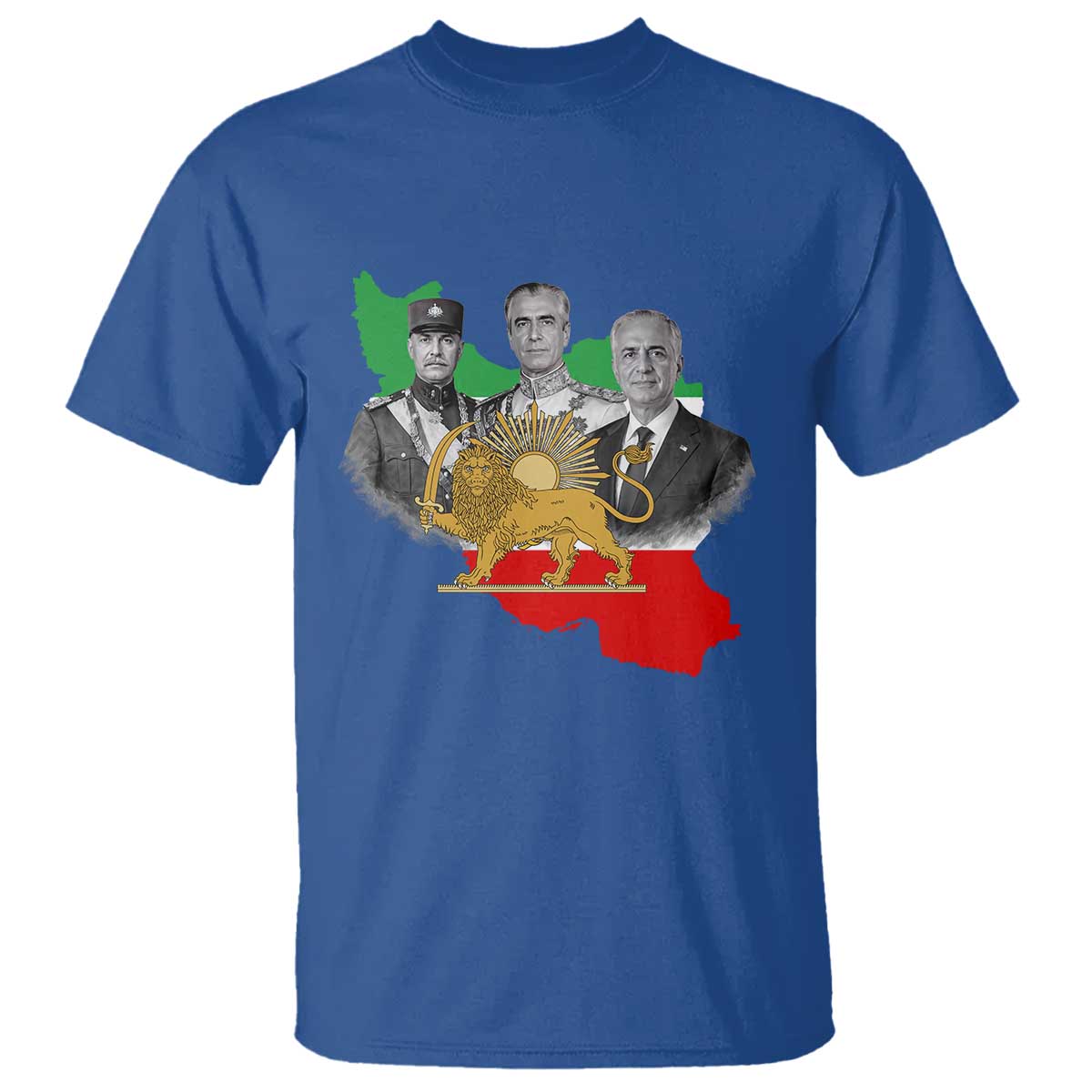 Pahlavi Dynasty T Shirt Three Generations Iran Lion and Sun Portrait