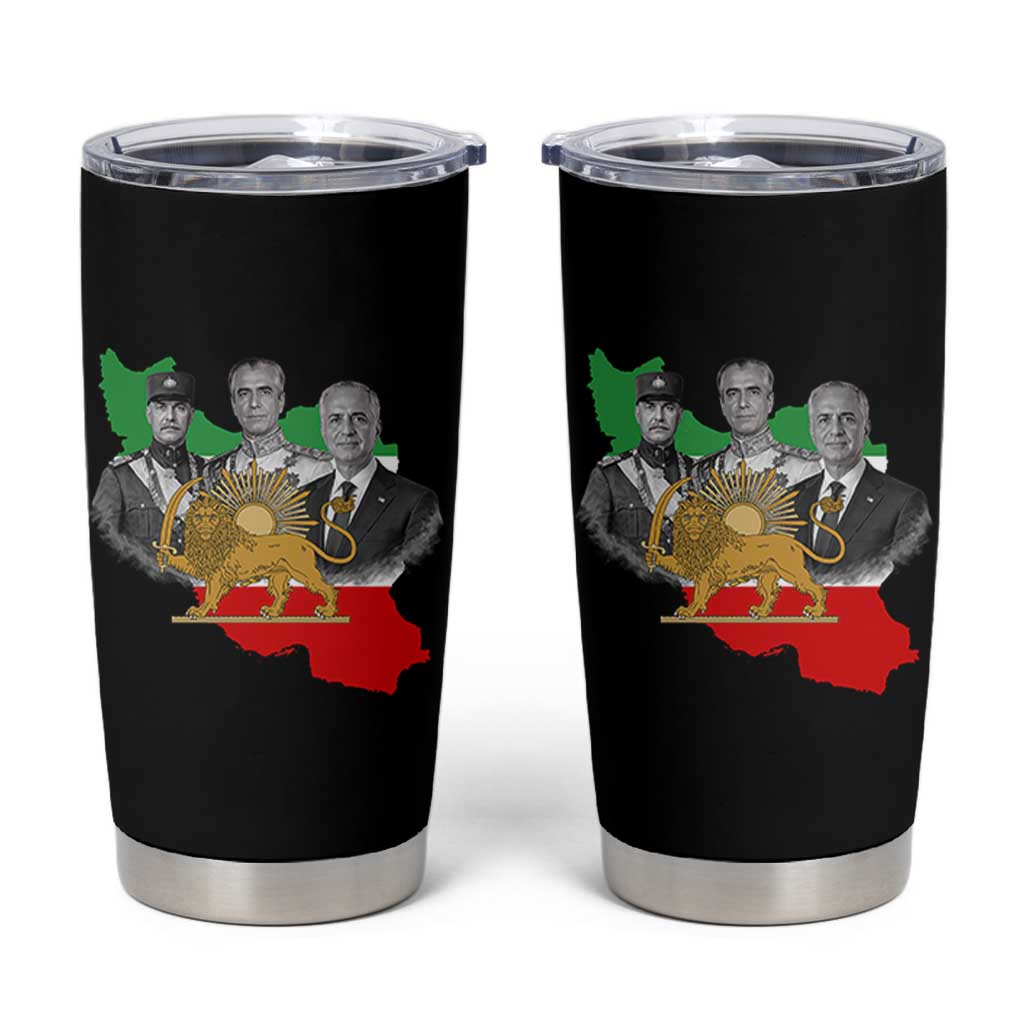 Pahlavi Dynasty Tumbler Cup Three Generations Iran Lion and Sun Portrait