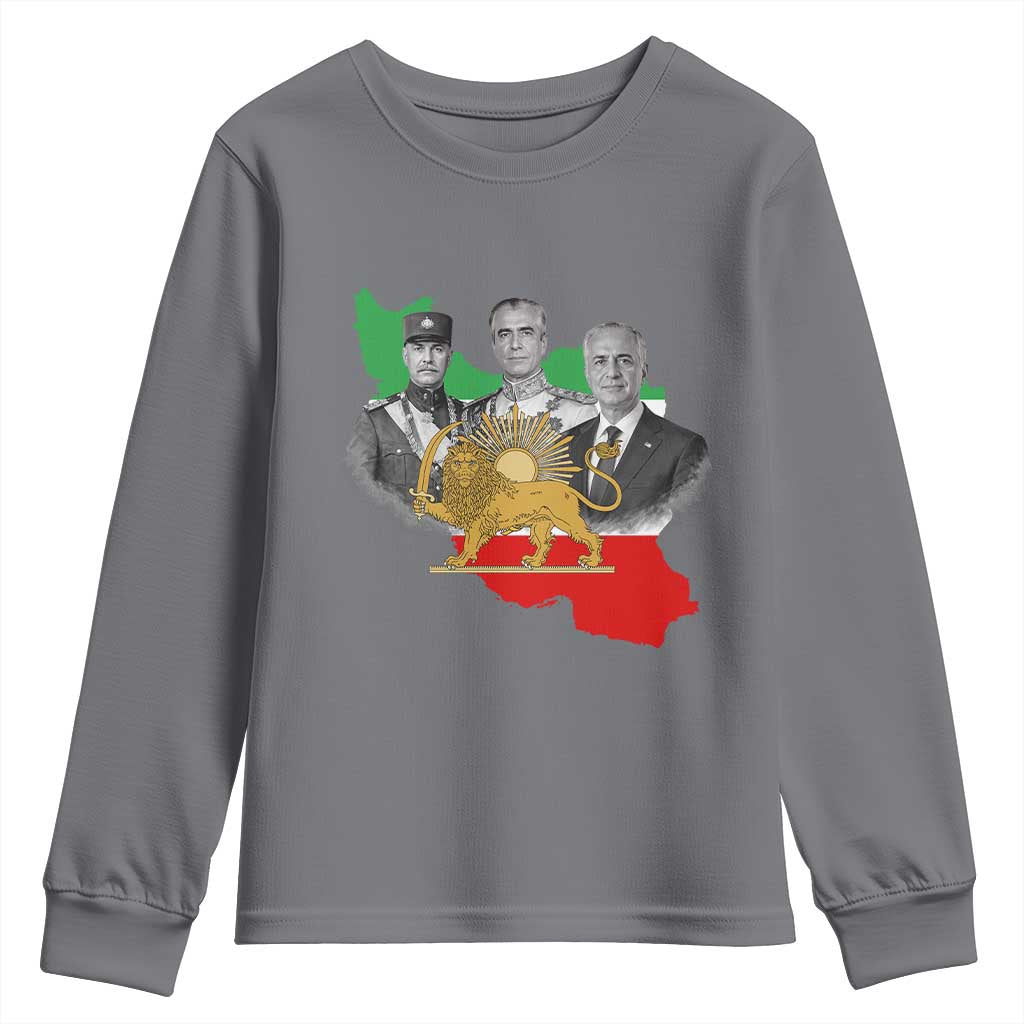 Pahlavi Dynasty Youth Sweatshirt Three Generations Iran Lion and Sun Portrait