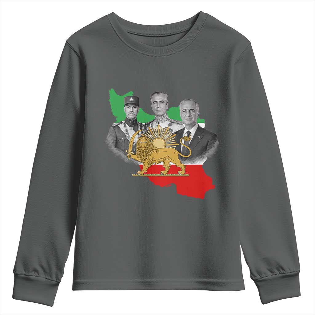 Pahlavi Dynasty Youth Sweatshirt Three Generations Iran Lion and Sun Portrait