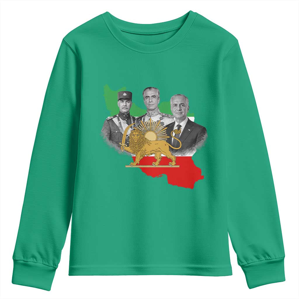 Pahlavi Dynasty Youth Sweatshirt Three Generations Iran Lion and Sun Portrait