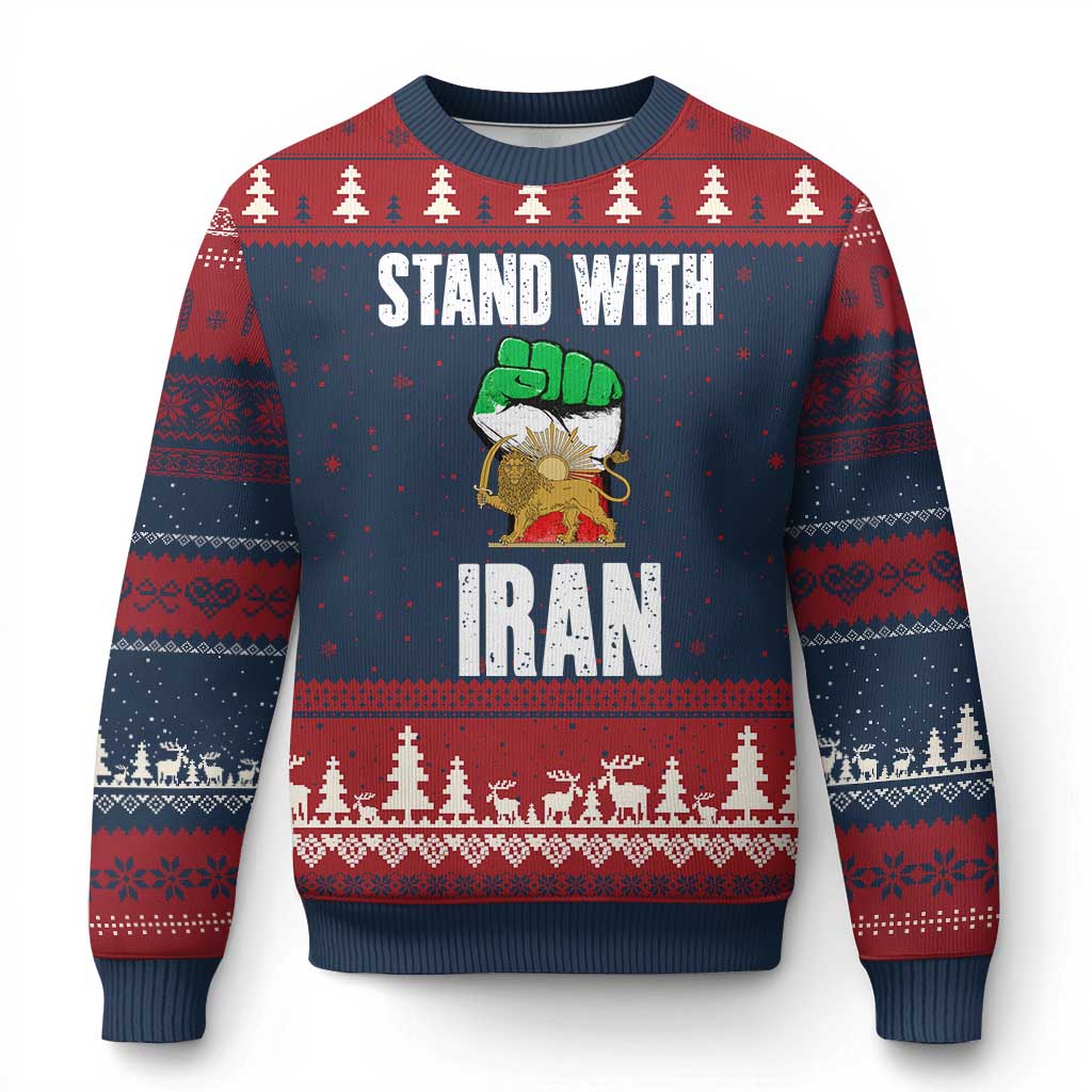 Free Iran Support Iranian MIGA Ugly Christmas Sweater Stand With Iran