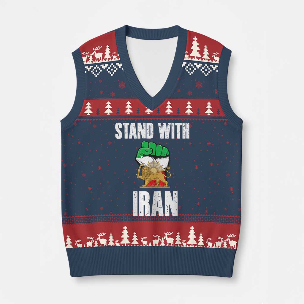 Free Iran Support Iranian MIGA V-Neck Knit Sweater Vest Stand With Iran