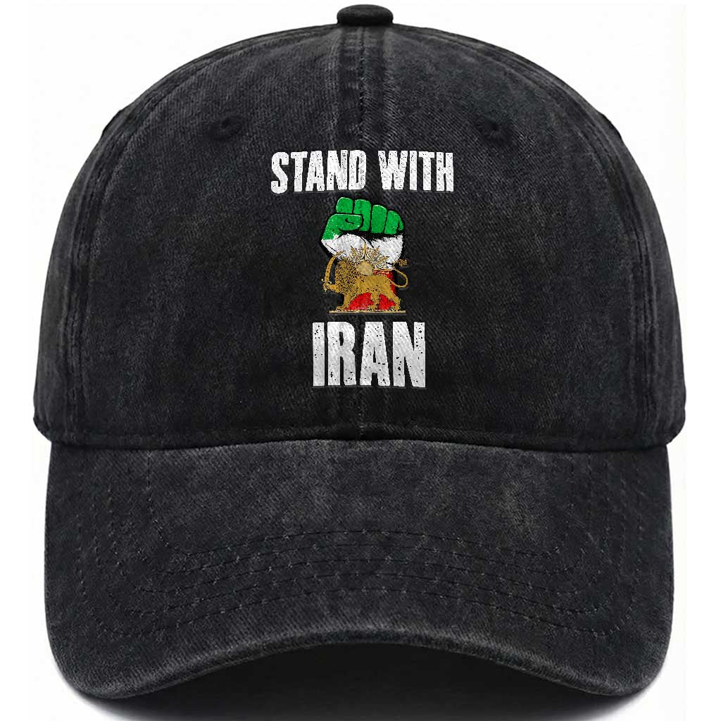 Free Iran Support Iranian MIGA Washed Cotton Baseball Cap Stand With Iran