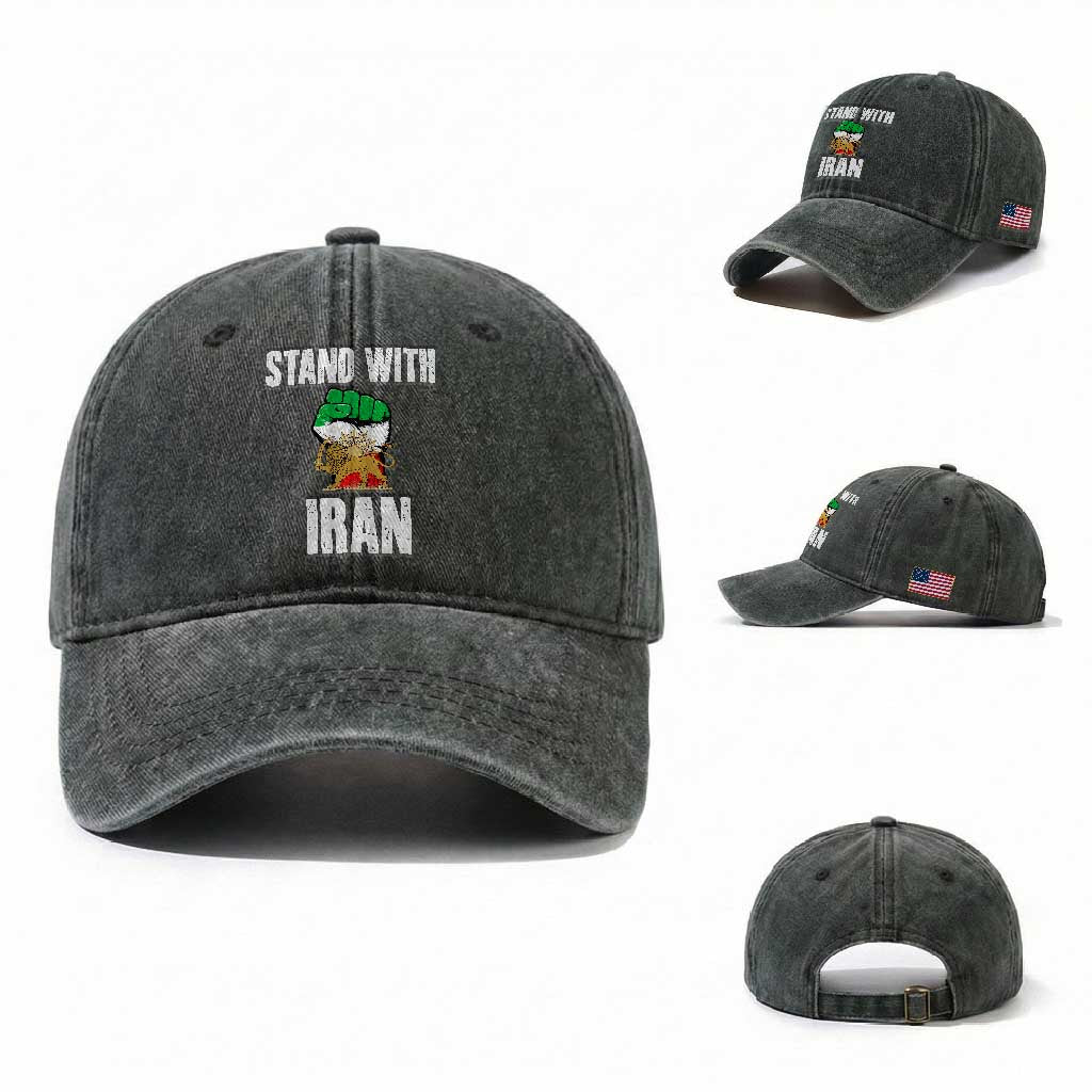 Free Iran Support Iranian MIGA Washed Cotton Baseball Cap Stand With Iran