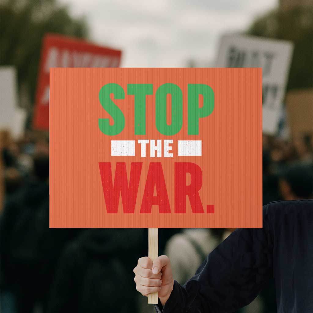 Free Iran Support Iranian MIGA Protest Sign Stop The War