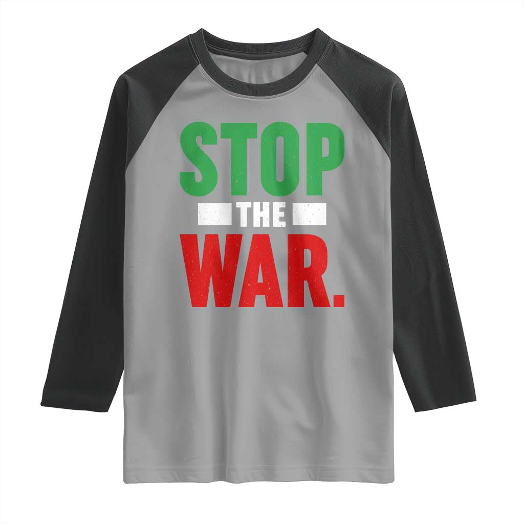 Free Iran Support Iranian MIGA Raglan Shirt Stop The War