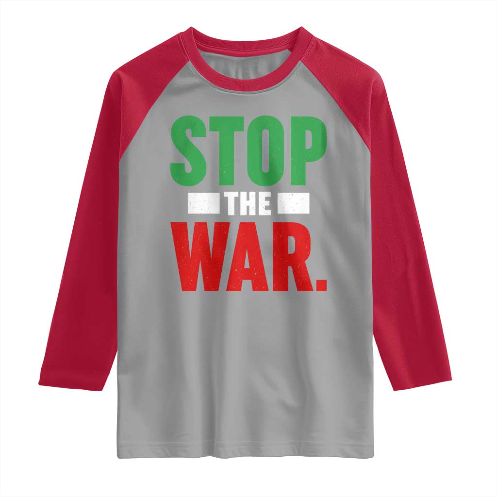 Free Iran Support Iranian MIGA Raglan Shirt Stop The War