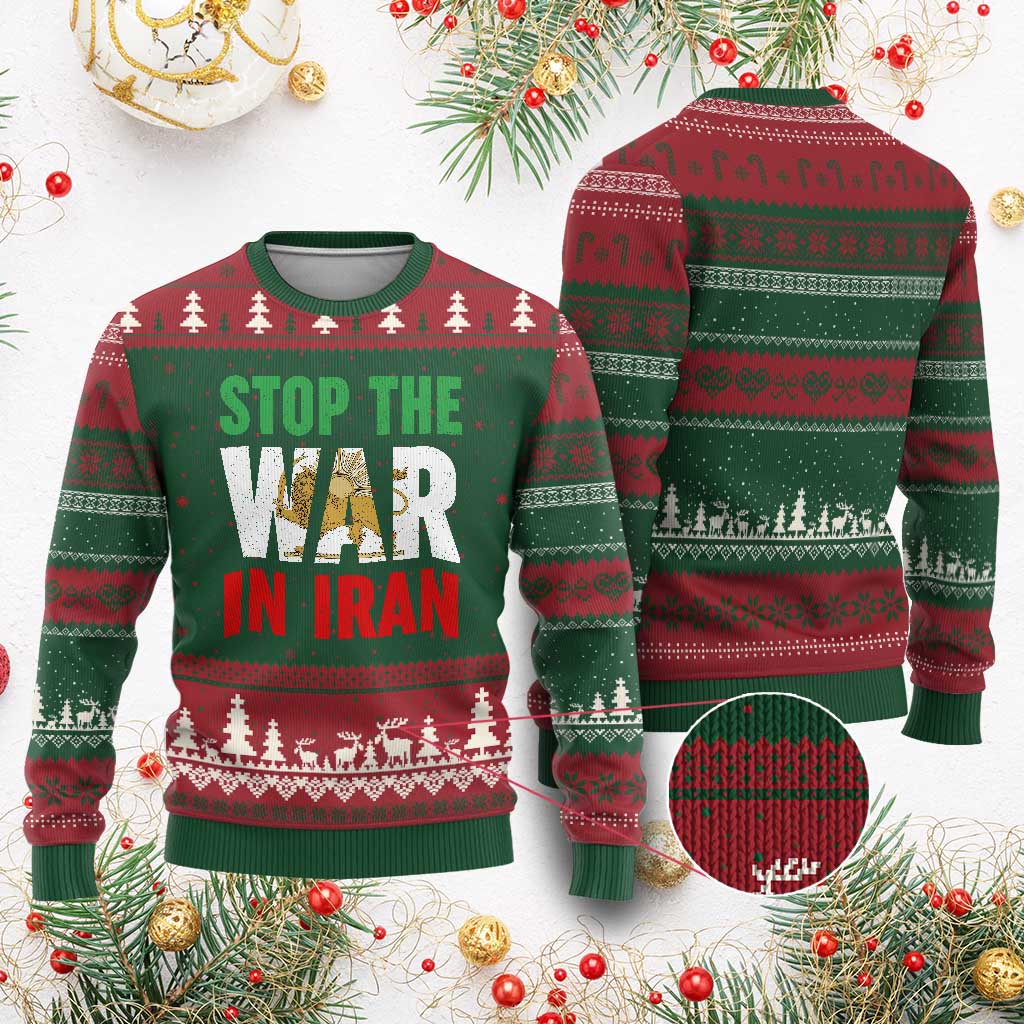 Free Iran Support Iranian MIGA Ugly Christmas Sweater Stop The War In Iran