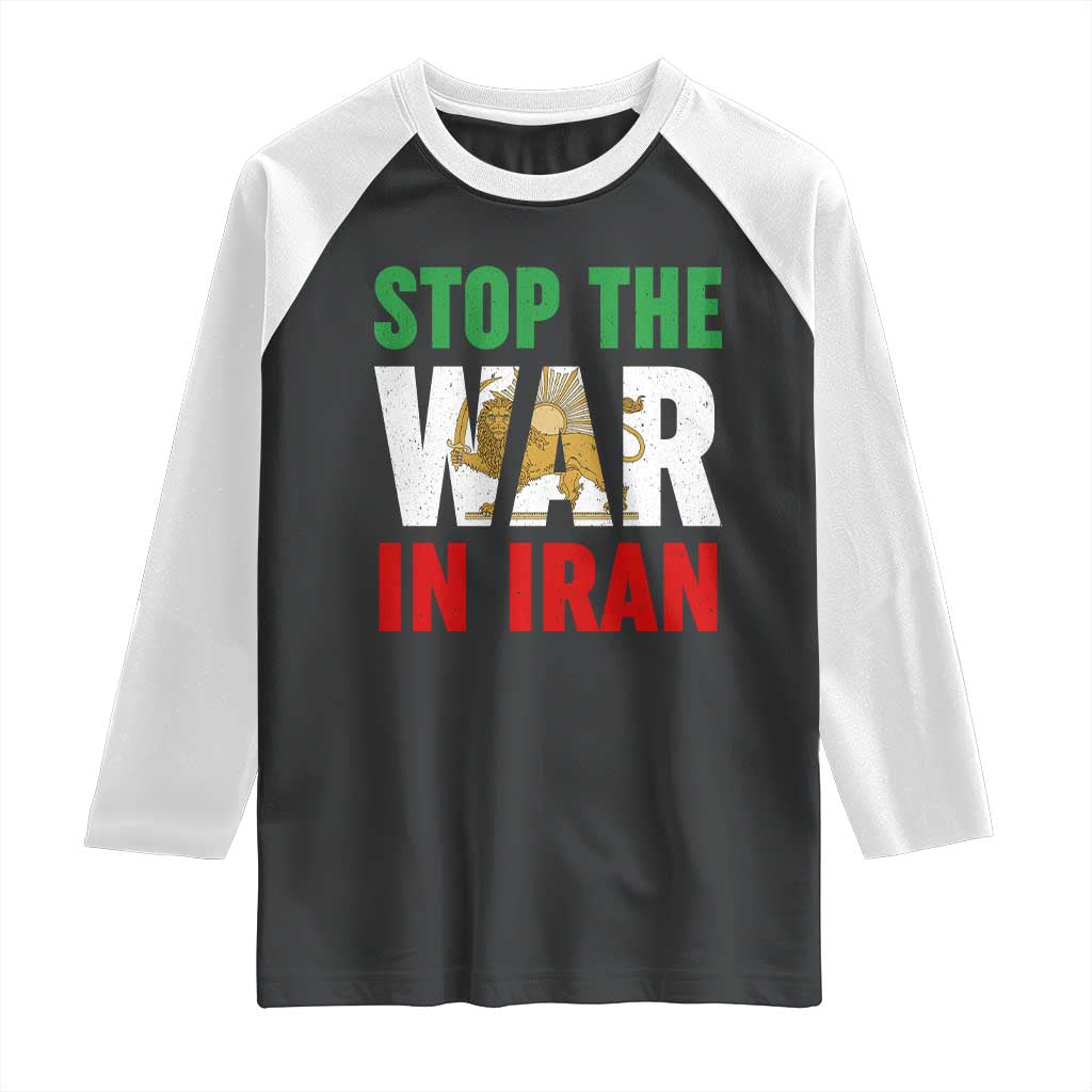 Free Iran Support Iranian MIGA Raglan Shirt Stop The War In Iran