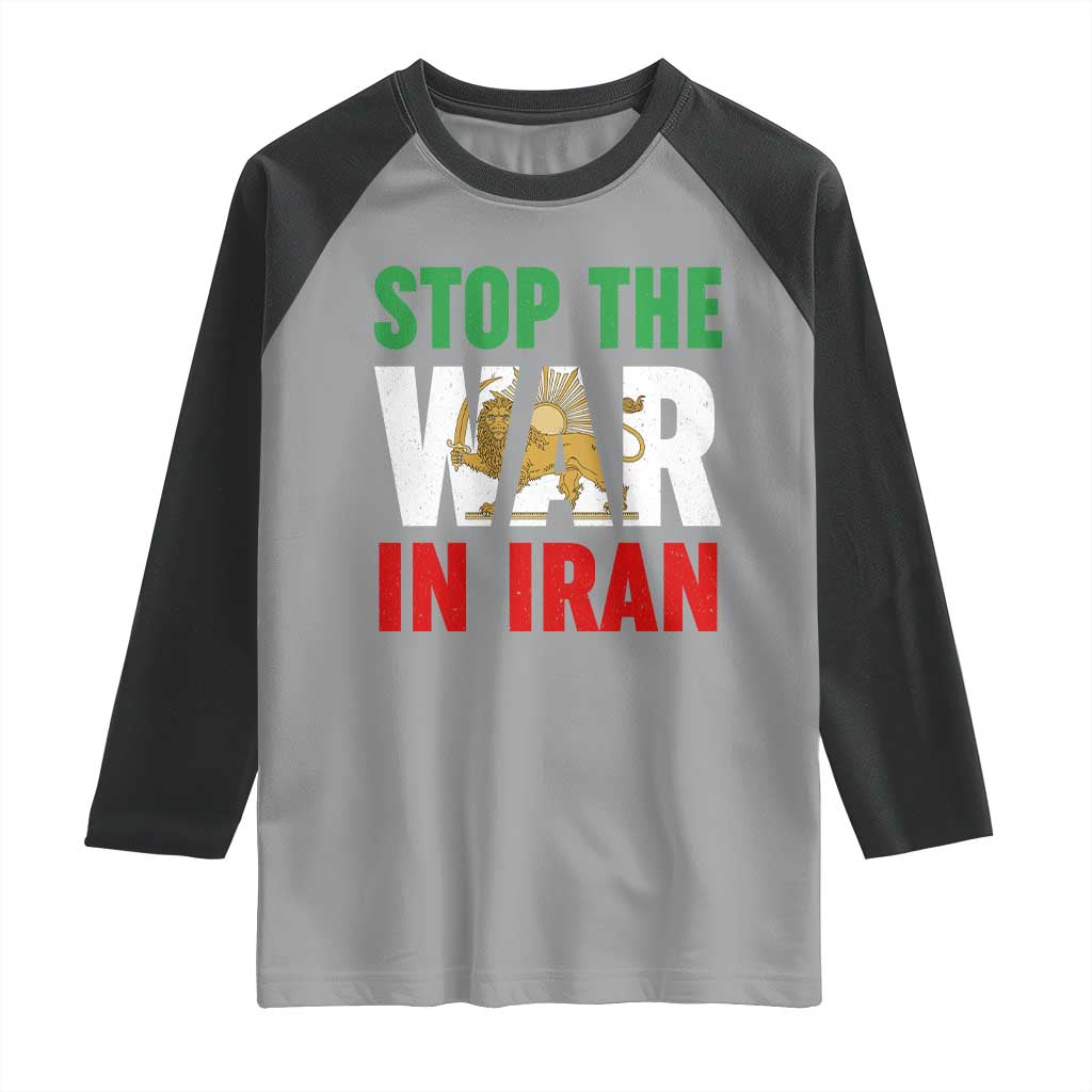 Free Iran Support Iranian MIGA Raglan Shirt Stop The War In Iran