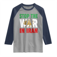 Free Iran Support Iranian MIGA Raglan Shirt Stop The War In Iran