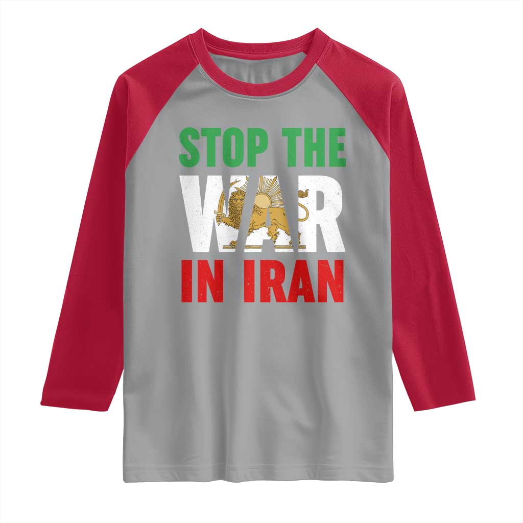 Free Iran Support Iranian MIGA Raglan Shirt Stop The War In Iran