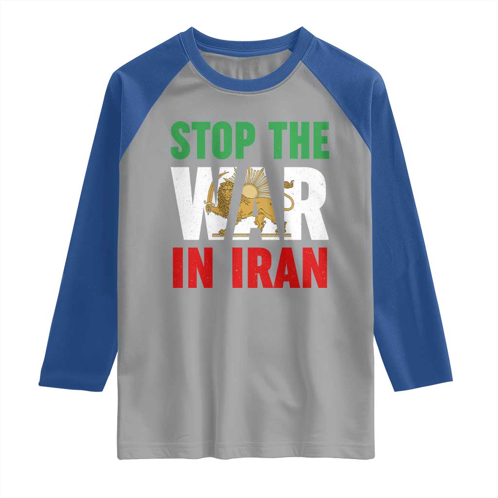 Free Iran Support Iranian MIGA Raglan Shirt Stop The War In Iran