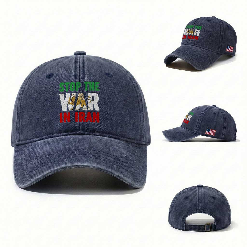 Free Iran Support Iranian MIGA Washed Cotton Baseball Cap Stop The War In Iran