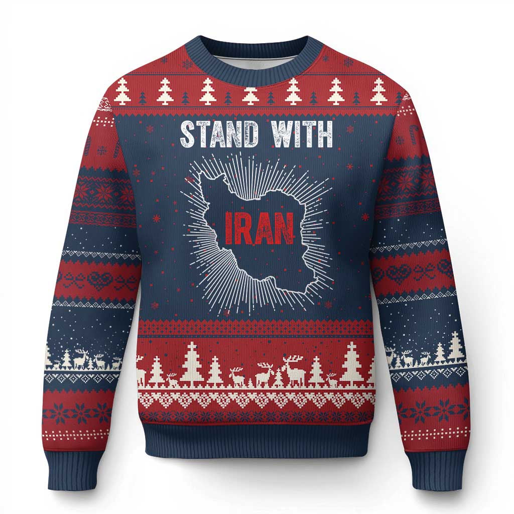 Free Iran Support Ugly Christmas Sweater Stand With Iran